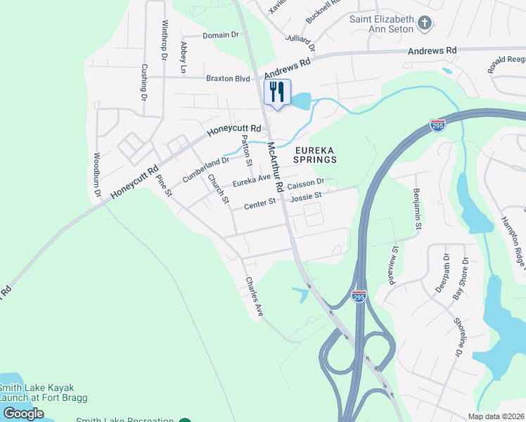 map of restaurants, bars, coffee shops, grocery stores, and more near 1537 Center Street in Fayetteville