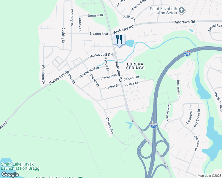 map of restaurants, bars, coffee shops, grocery stores, and more near 1537 Center Street in Fayetteville