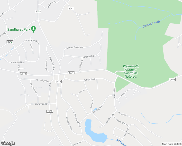 map of restaurants, bars, coffee shops, grocery stores, and more near 1115 North Fort Bragg Road in Southern Pines