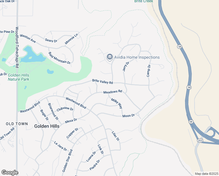 map of restaurants, bars, coffee shops, grocery stores, and more near 19713 Meadows Road in Tehachapi