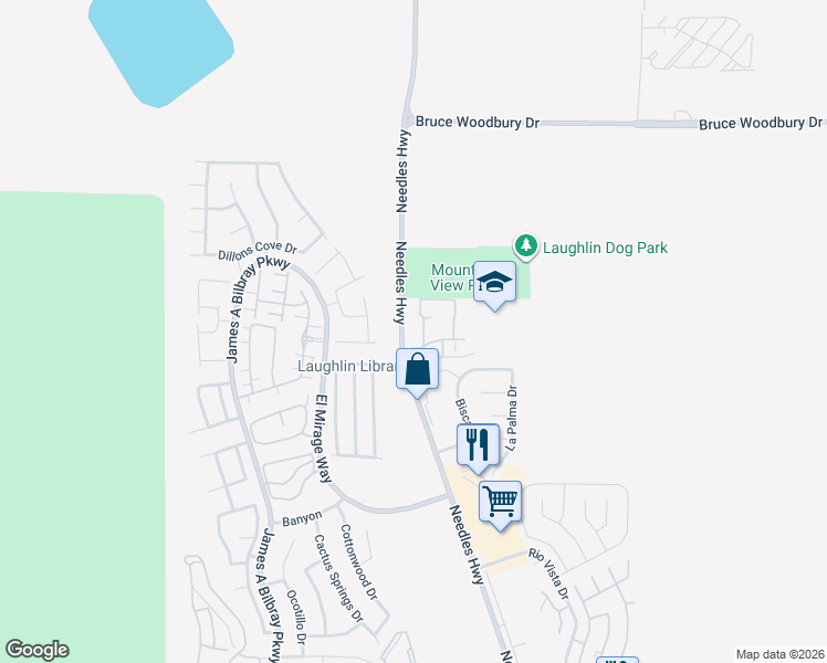 map of restaurants, bars, coffee shops, grocery stores, and more near 1972 Las Palmas Lane in Laughlin