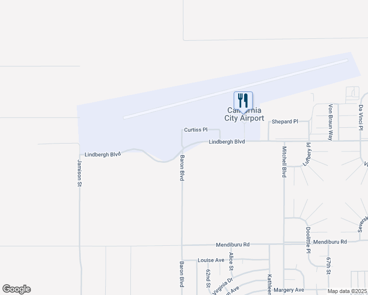 map of restaurants, bars, coffee shops, grocery stores, and more near 22510 Curtiss Place in California City
