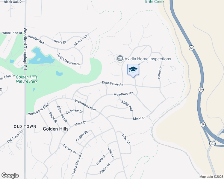 map of restaurants, bars, coffee shops, grocery stores, and more near 19809 Meadows Road in Tehachapi