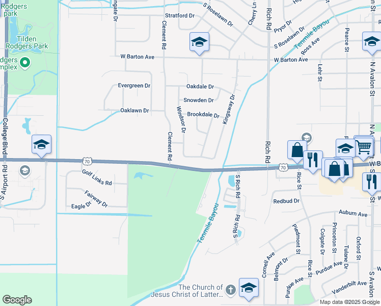 map of restaurants, bars, coffee shops, grocery stores, and more near 1008 Normandy Drive in West Memphis