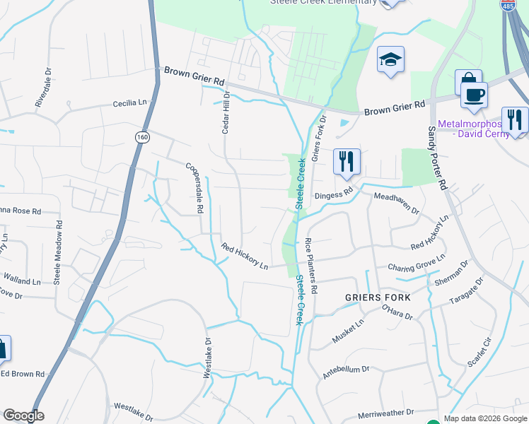 map of restaurants, bars, coffee shops, grocery stores, and more near in Charlotte