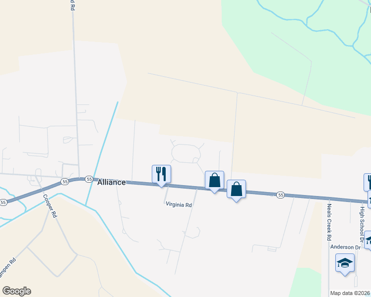 map of restaurants, bars, coffee shops, grocery stores, and more near 260 Forest Park Circle in Bayboro