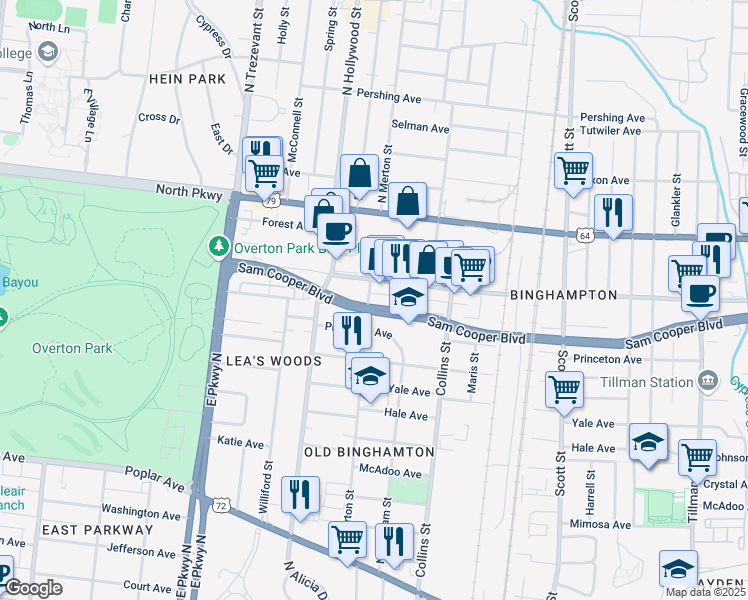 map of restaurants, bars, coffee shops, grocery stores, and more near 2497 Broad Avenue in Memphis