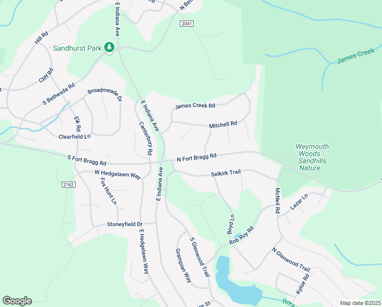 map of restaurants, bars, coffee shops, grocery stores, and more near 1210 North Fort Bragg Road in Southern Pines
