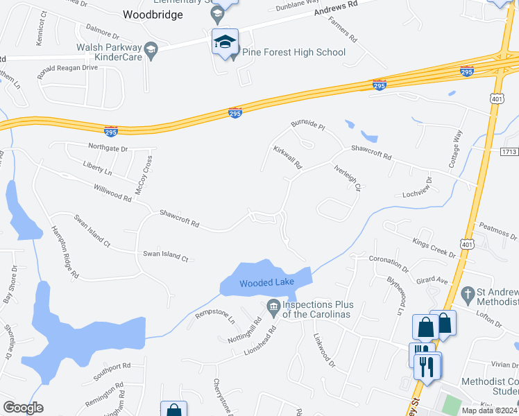 map of restaurants, bars, coffee shops, grocery stores, and more near 370 Shawcroft Road in Fayetteville
