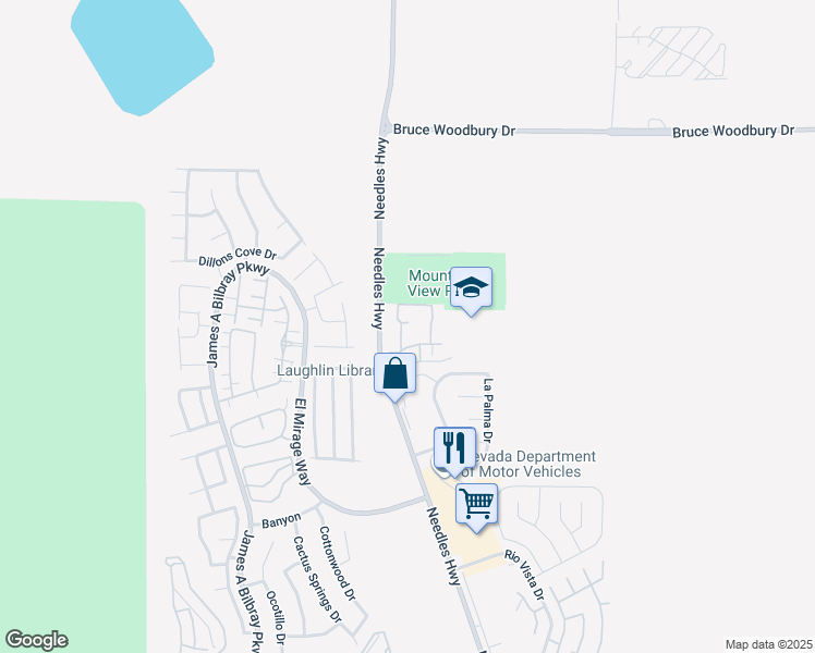 map of restaurants, bars, coffee shops, grocery stores, and more near 1944 Las Palmas Lane in Laughlin