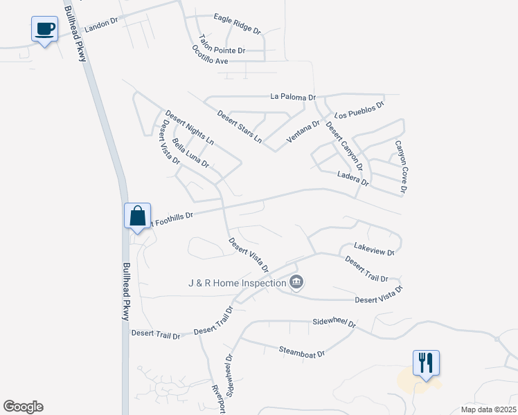map of restaurants, bars, coffee shops, grocery stores, and more near 2873 Via San Marino in Bullhead City