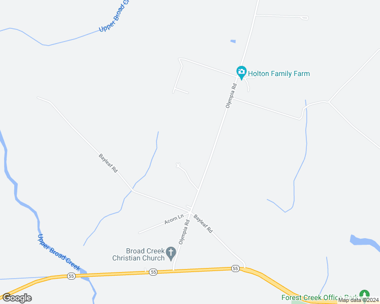 map of restaurants, bars, coffee shops, grocery stores, and more near 94 Manila Lane in New Bern