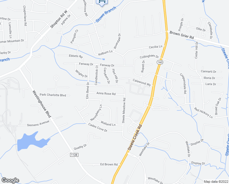 map of restaurants, bars, coffee shops, grocery stores, and more near 9910 Steele Meadow Road in Charlotte