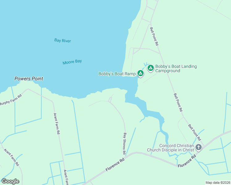 map of restaurants, bars, coffee shops, grocery stores, and more near 20 Bay Point Road in Merritt