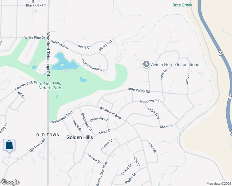map of restaurants, bars, coffee shops, grocery stores, and more near 19925 Brite Valley Road in Tehachapi