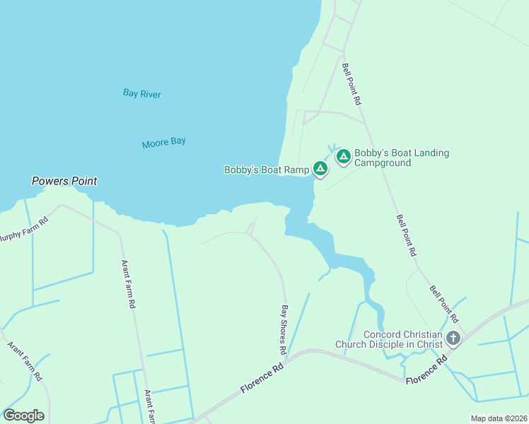 map of restaurants, bars, coffee shops, grocery stores, and more near 20 Bay Point Road in Merritt