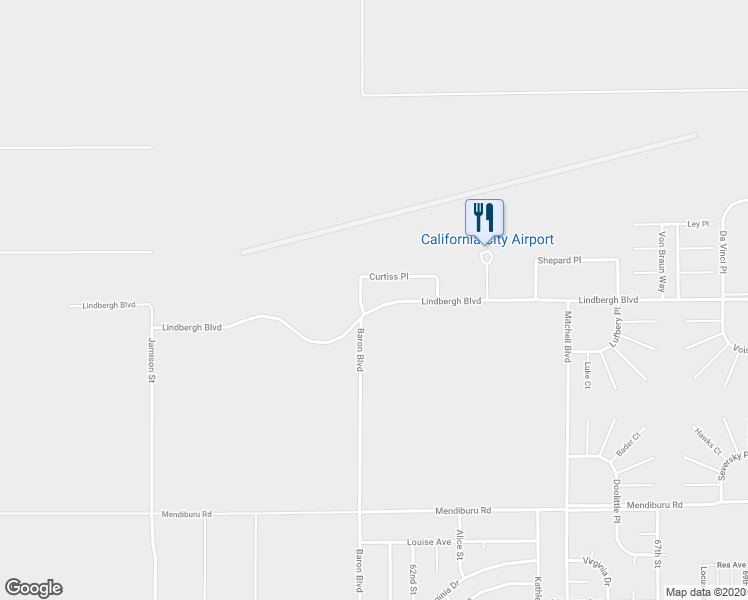 map of restaurants, bars, coffee shops, grocery stores, and more near 22510 Curtiss Place in California City