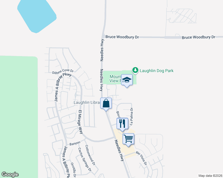 map of restaurants, bars, coffee shops, grocery stores, and more near 1948 Las Palmas Lane in Laughlin