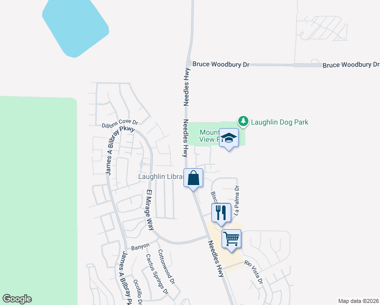 map of restaurants, bars, coffee shops, grocery stores, and more near 1964 Las Palmas Lane in Laughlin