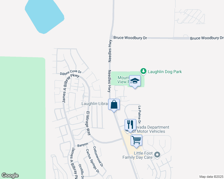 map of restaurants, bars, coffee shops, grocery stores, and more near 1960 Las Palmas Lane in Laughlin
