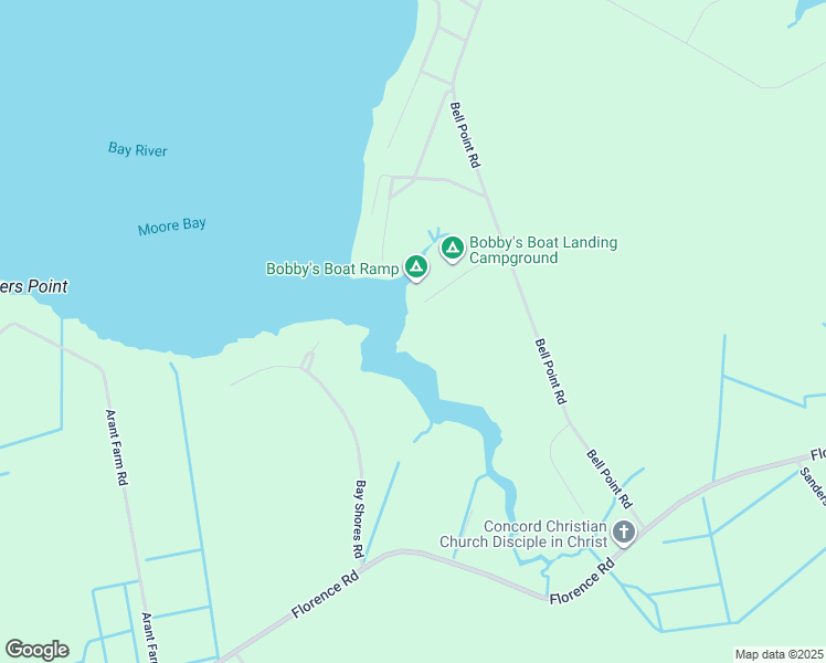 map of restaurants, bars, coffee shops, grocery stores, and more near 159 Bobby's Landing Road in Merritt