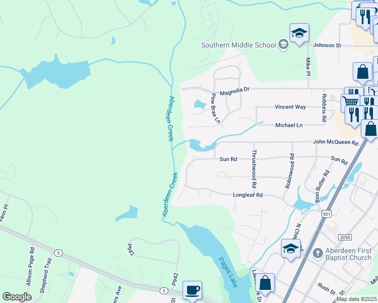 map of restaurants, bars, coffee shops, grocery stores, and more near 120 Highgrove Court in Aberdeen