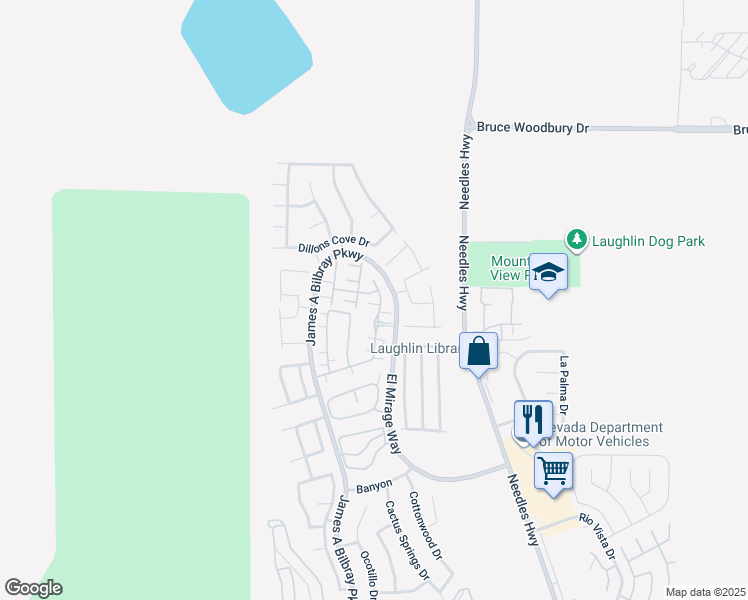 map of restaurants, bars, coffee shops, grocery stores, and more near 2725 Beacon Rock Drive in Laughlin