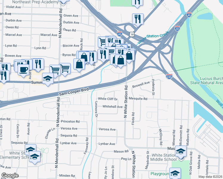 map of restaurants, bars, coffee shops, grocery stores, and more near 5152 Warfield Drive in Memphis