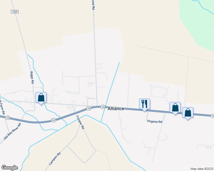 map of restaurants, bars, coffee shops, grocery stores, and more near 282 Mill Pond Road in Bayboro