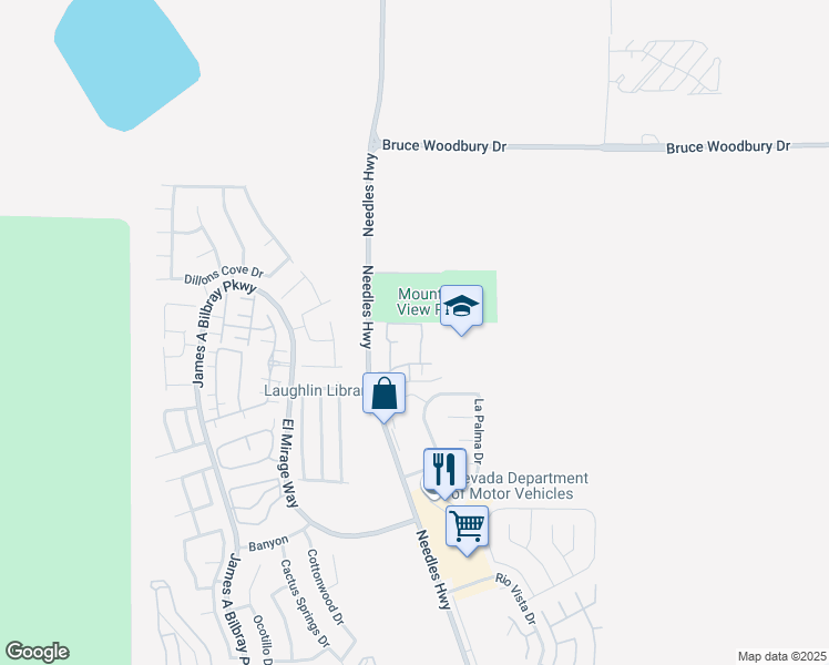 map of restaurants, bars, coffee shops, grocery stores, and more near 1928 Las Palmas Lane in Laughlin