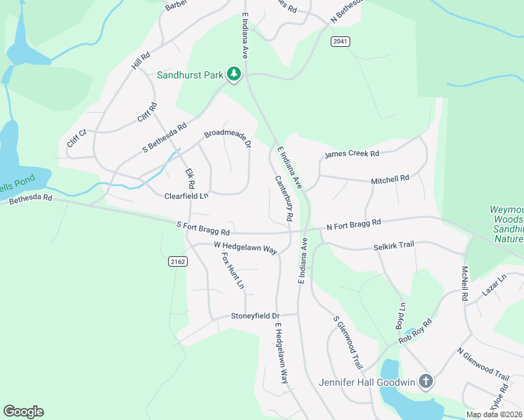 map of restaurants, bars, coffee shops, grocery stores, and more near 205 Downing Place in Southern Pines