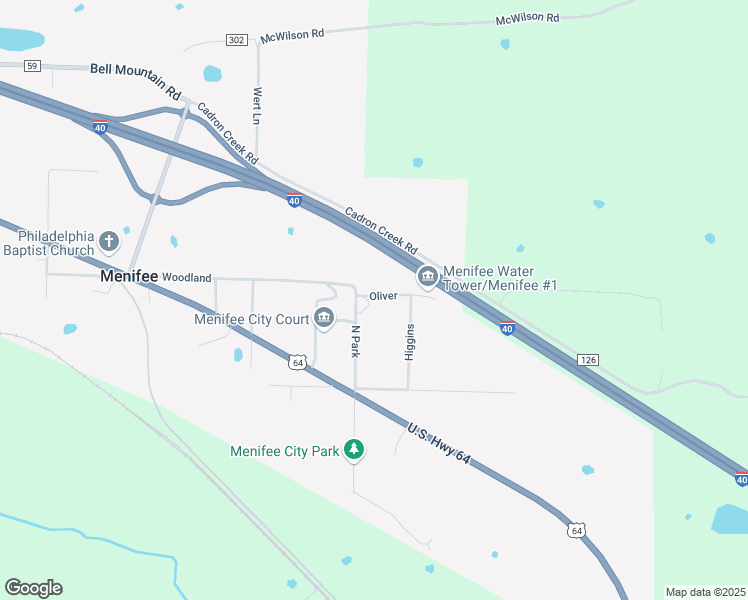 map of restaurants, bars, coffee shops, grocery stores, and more near 194 North Park in Plumerville