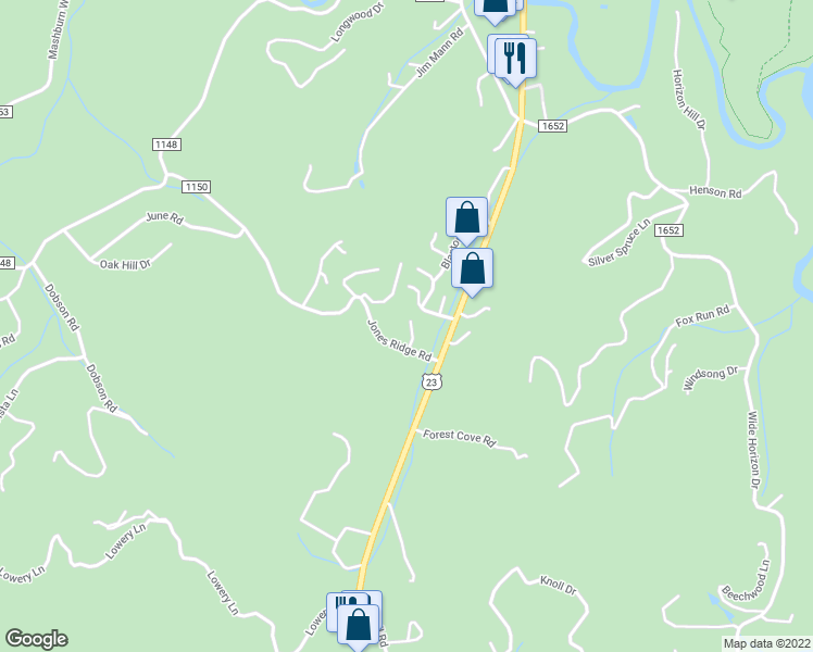 map of restaurants, bars, coffee shops, grocery stores, and more near 93 Jones Ridge Road in Franklin