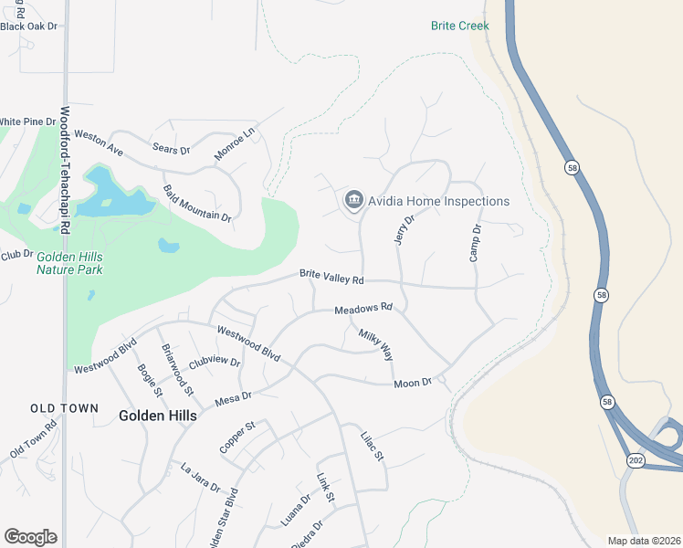 map of restaurants, bars, coffee shops, grocery stores, and more near 19801 Brite Valley Road in Tehachapi