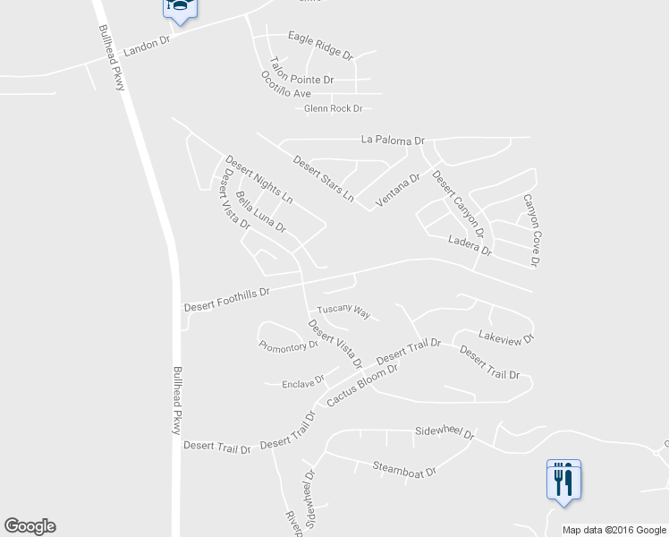map of restaurants, bars, coffee shops, grocery stores, and more near 1145 Bella Luna Drive in Bullhead City