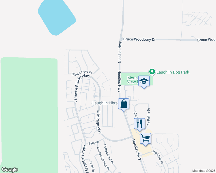 map of restaurants, bars, coffee shops, grocery stores, and more near 2715 Brinkley Manor Street in Laughlin