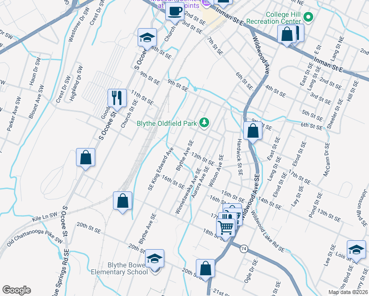 map of restaurants, bars, coffee shops, grocery stores, and more near 455 13th Street Southeast in Cleveland