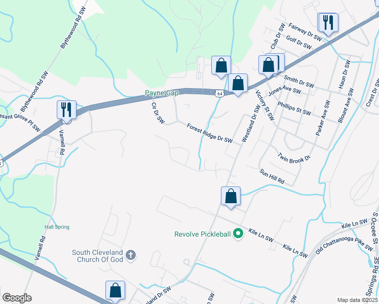 map of restaurants, bars, coffee shops, grocery stores, and more near 146 Winesap Way Southwest in Cleveland