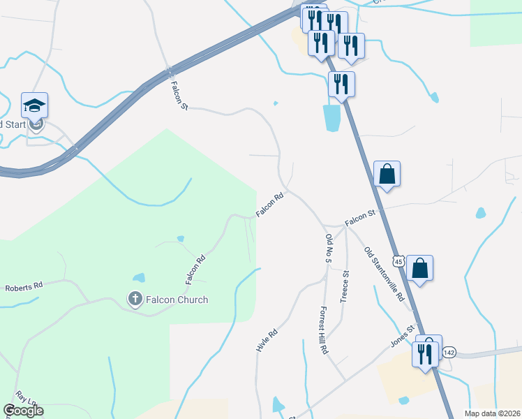 map of restaurants, bars, coffee shops, grocery stores, and more near 298 Falcon Rd in Selmer