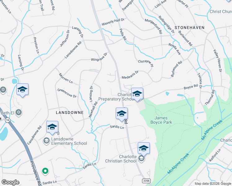 map of restaurants, bars, coffee shops, grocery stores, and more near 132 Lutomma Circle in Charlotte