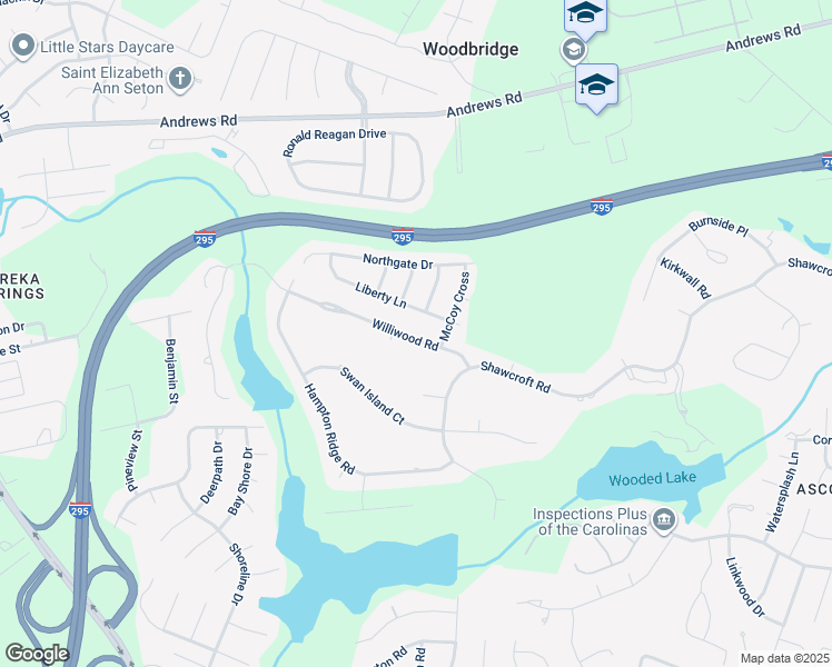 map of restaurants, bars, coffee shops, grocery stores, and more near 534 Williwood Road in Fayetteville