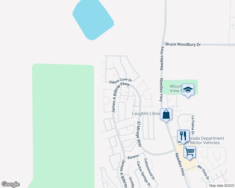 map of restaurants, bars, coffee shops, grocery stores, and more near 2707 Chinaberry Hill Street in Laughlin