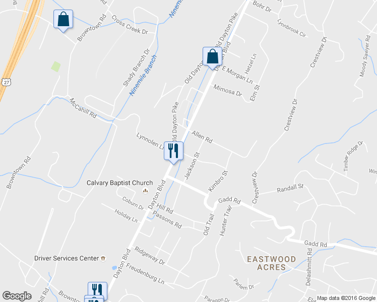 map of restaurants, bars, coffee shops, grocery stores, and more near 105 Marshall Avenue in Chattanooga