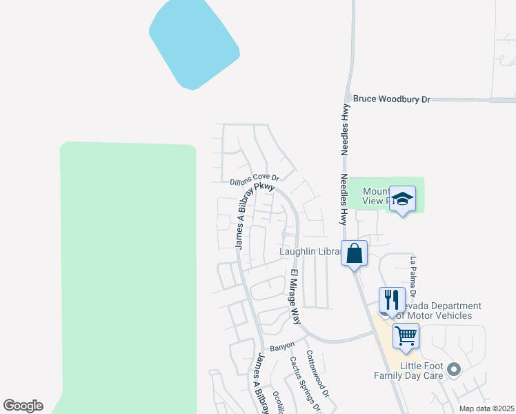 map of restaurants, bars, coffee shops, grocery stores, and more near 2706 Chinaberry Hill Street in Laughlin