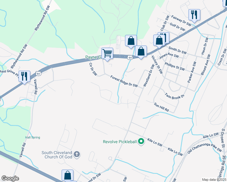 map of restaurants, bars, coffee shops, grocery stores, and more near 146 Winesap Way Southwest in Cleveland