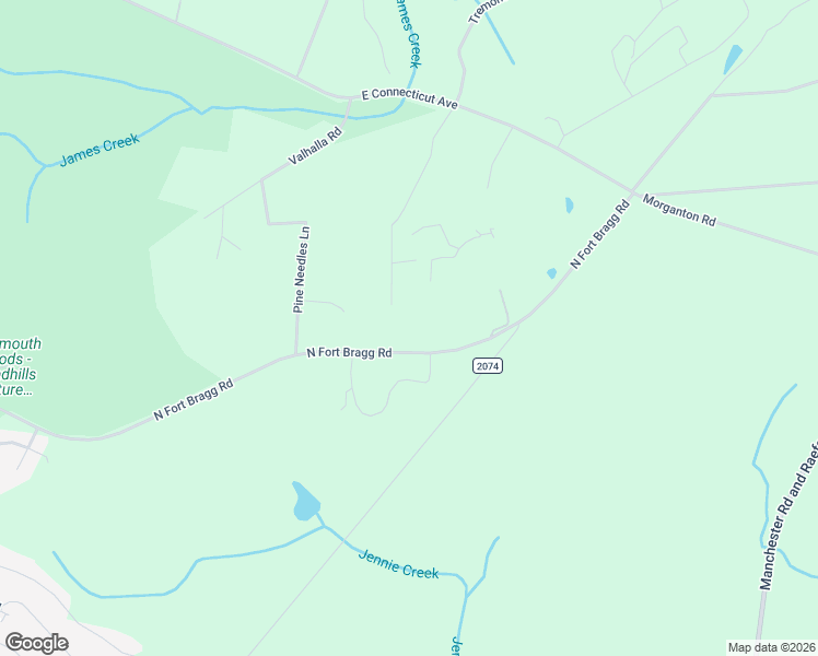 map of restaurants, bars, coffee shops, grocery stores, and more near 390 North Fort Bragg Road in Southern Pines
