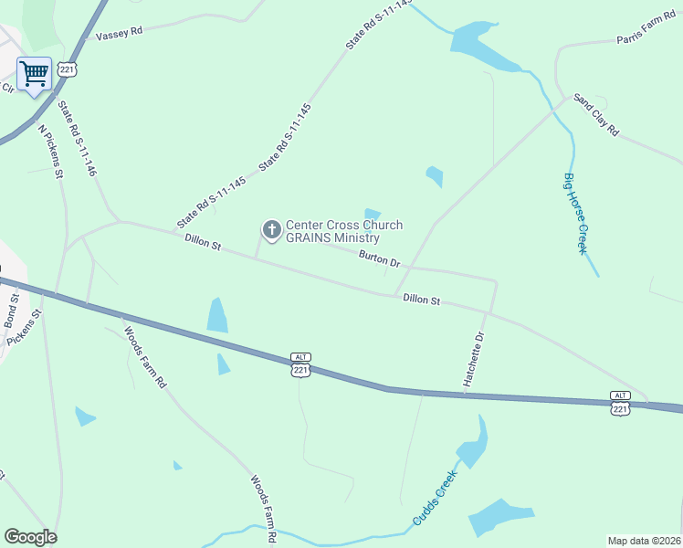 map of restaurants, bars, coffee shops, grocery stores, and more near 8 Dillon Street in Chesnee