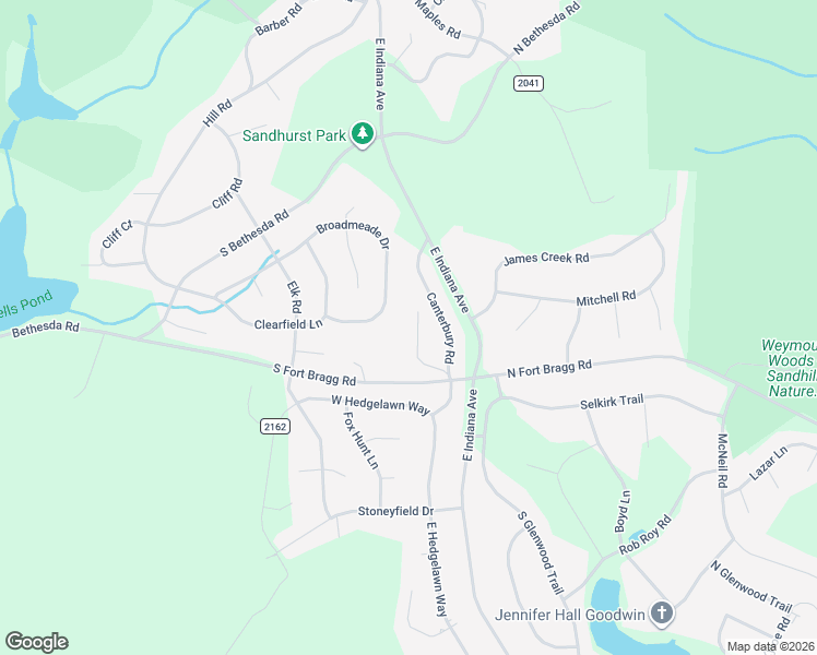 map of restaurants, bars, coffee shops, grocery stores, and more near 205 Downing Place in Southern Pines