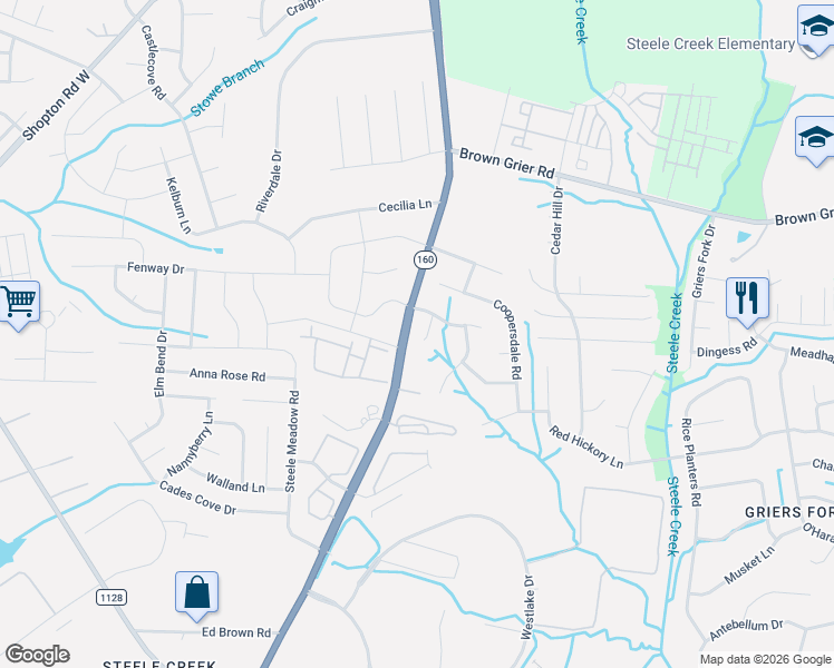 map of restaurants, bars, coffee shops, grocery stores, and more near in Charlotte