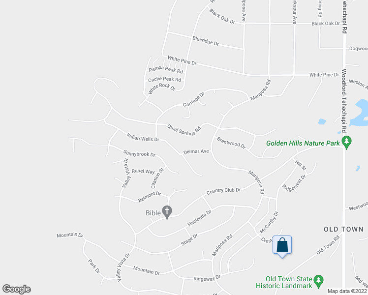 map of restaurants, bars, coffee shops, grocery stores, and more near 21225 Delmar Avenue in Tehachapi